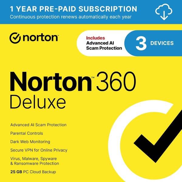Norton 360 Deluxe, 3 Devices, 1 Year